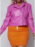 Azalea Wang Pretty In Pink Moto Jacket Plus Size, PINK, alternate