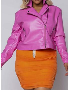 Azalea Wang Pretty In Pink Moto Jacket Plus Size, , hi-res