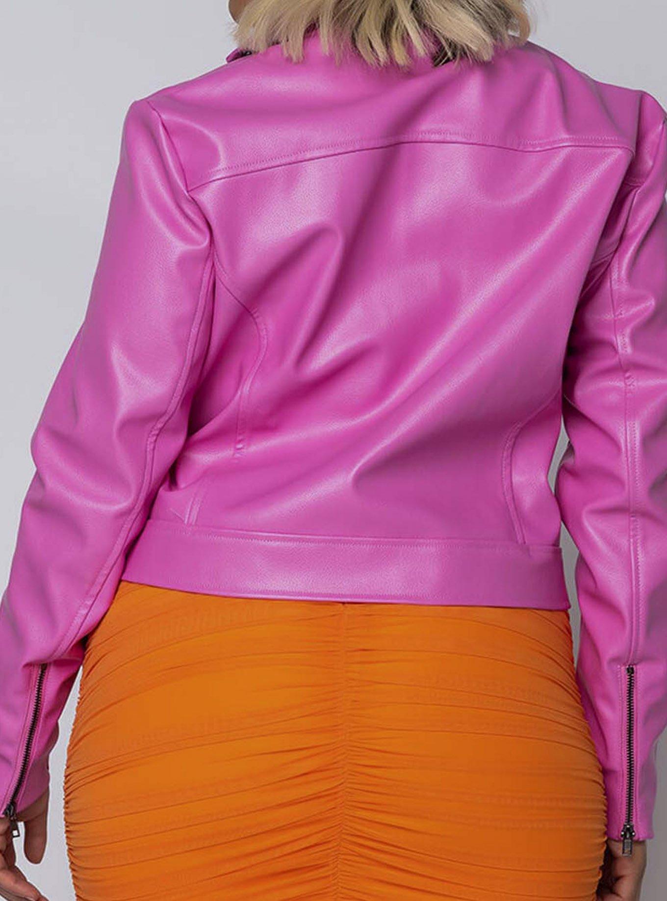 Azalea Wang Pretty In Pink Moto Jacket Plus Size, PINK, alternate