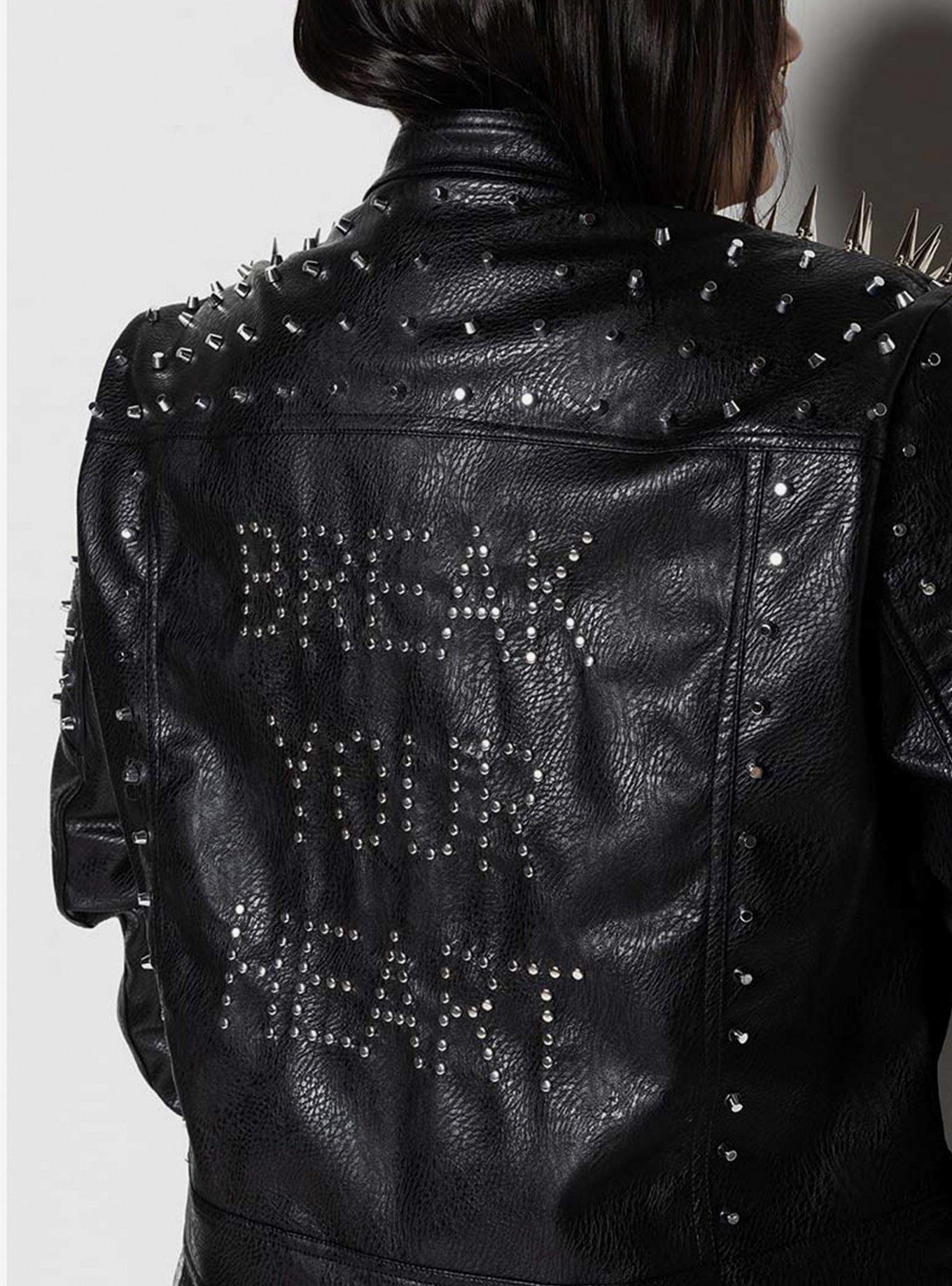 Azalea Wang Break Your Heart Moto Jacket Plus Size, BLACK, alternate
