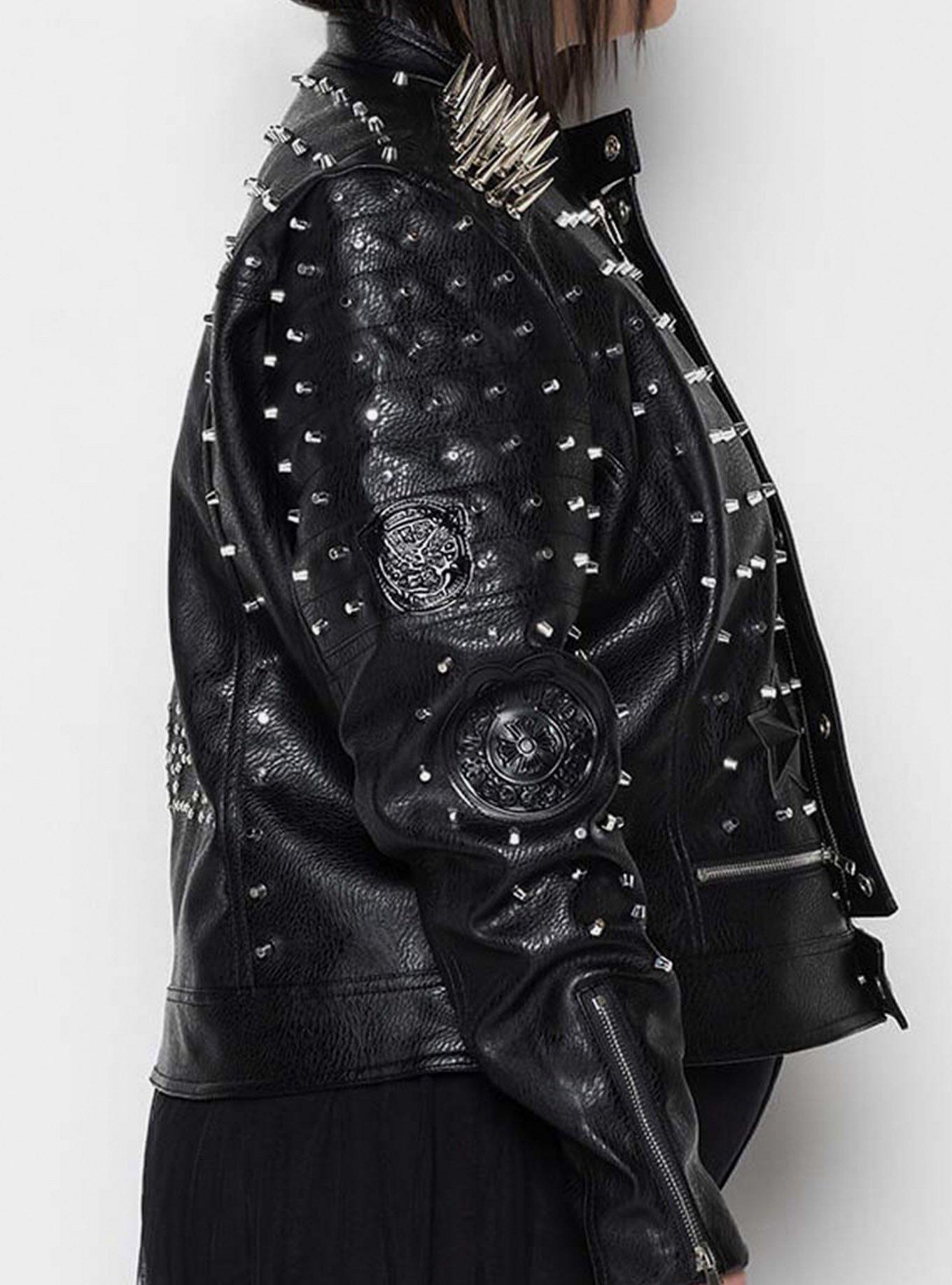 Azalea Wang Break Your Heart Moto Jacket Plus Size, BLACK, alternate