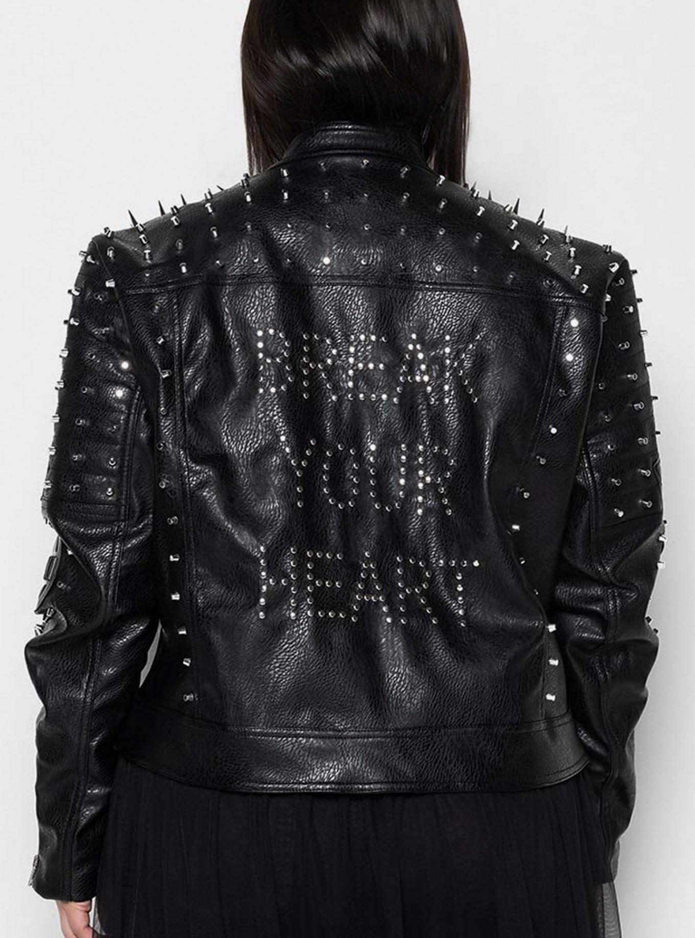 Azalea Wang Break Your Heart Moto Jacket Plus Size, BLACK, alternate