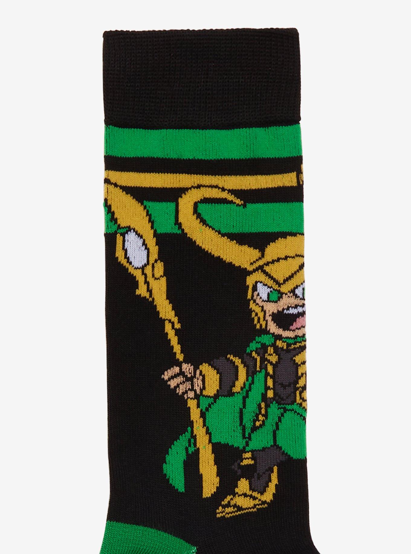Marvel Loki Chibi Varsity Crew Socks, , alternate
