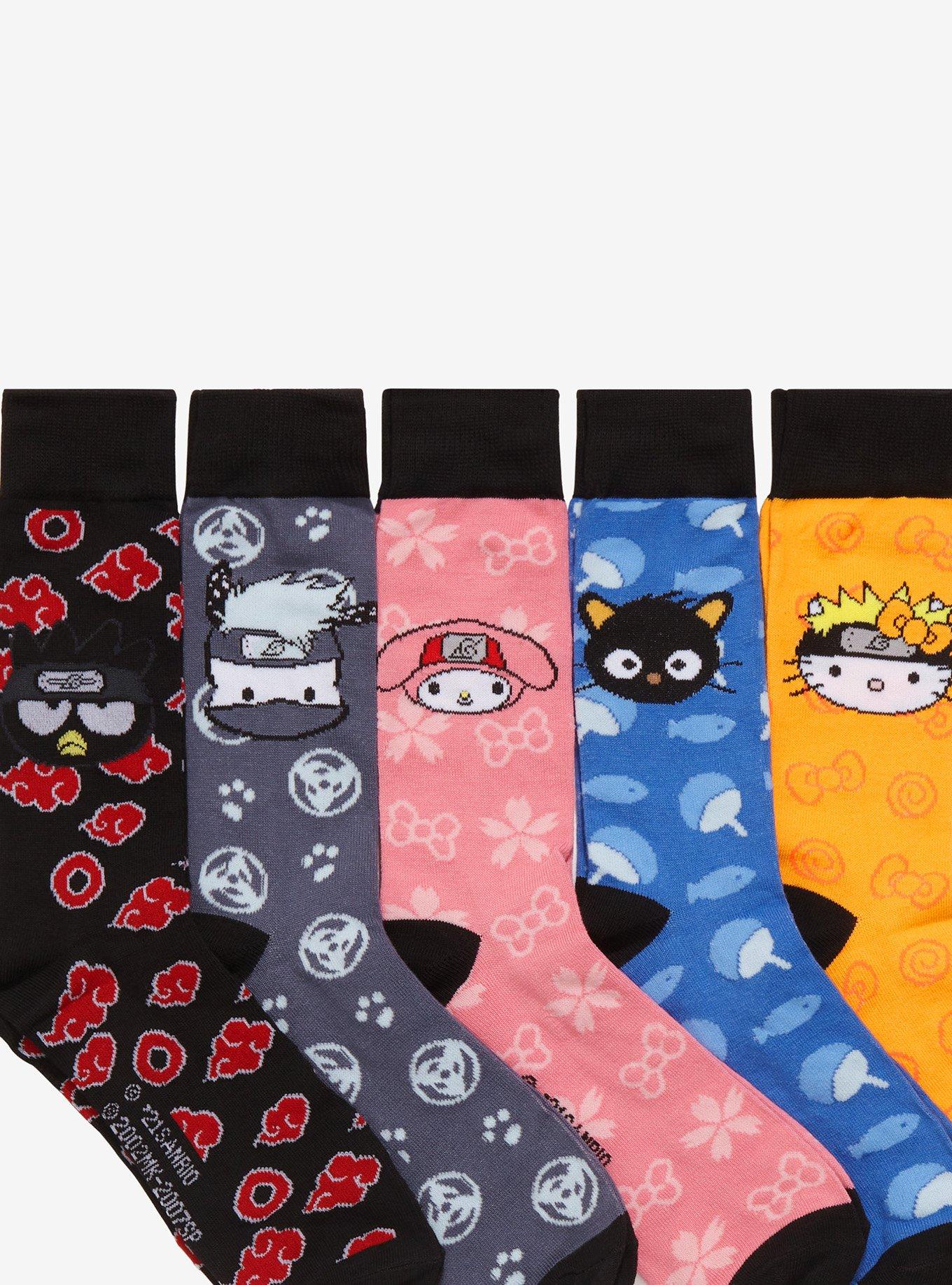 Naruto Shippuden X Hello Kitty And Friends Characters Crew Socks 5 Pair, , alternate