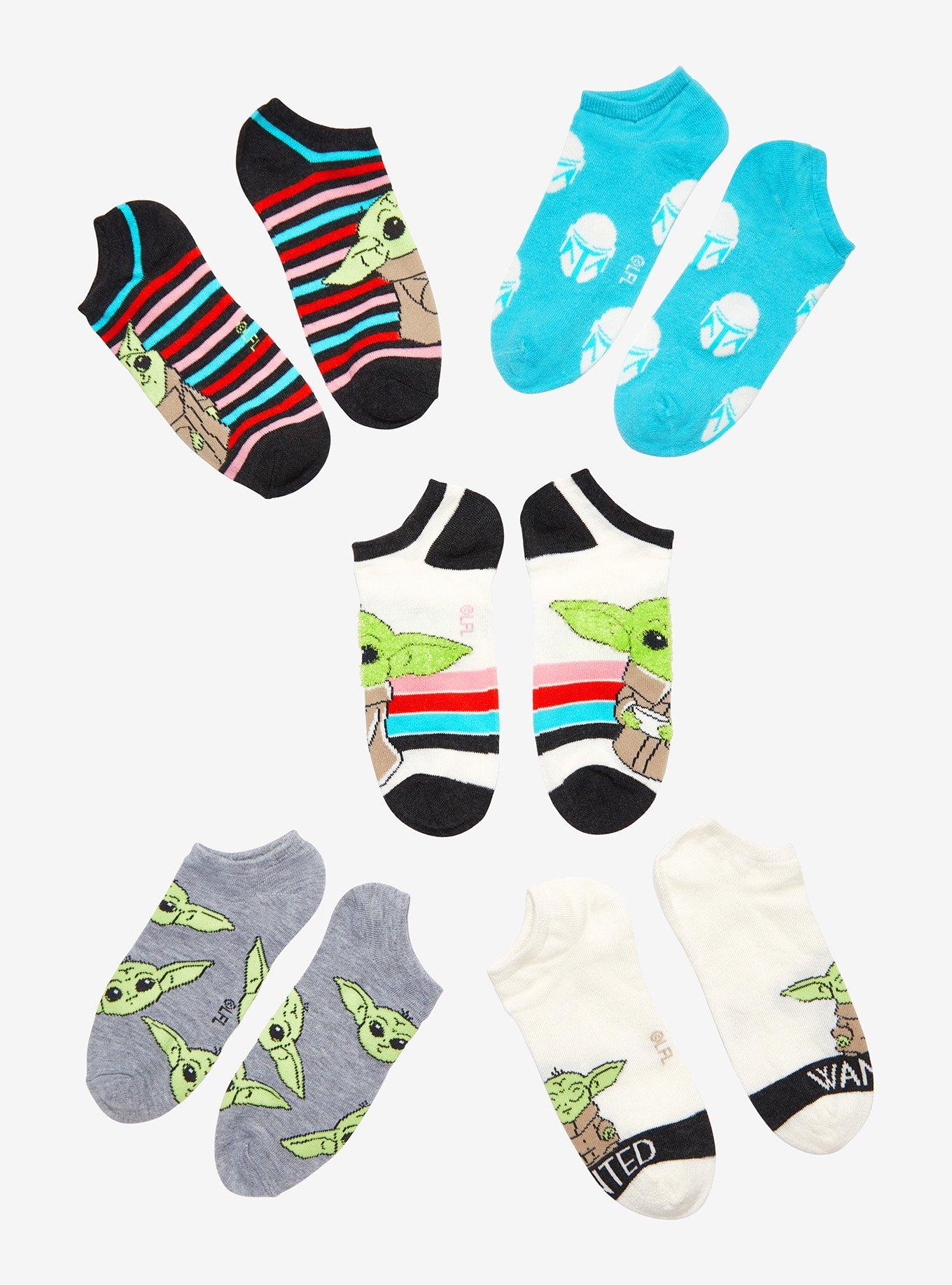 Star Wars The Mandalorian Grogu Stripe No-Show Socks 5 Pair, , alternate