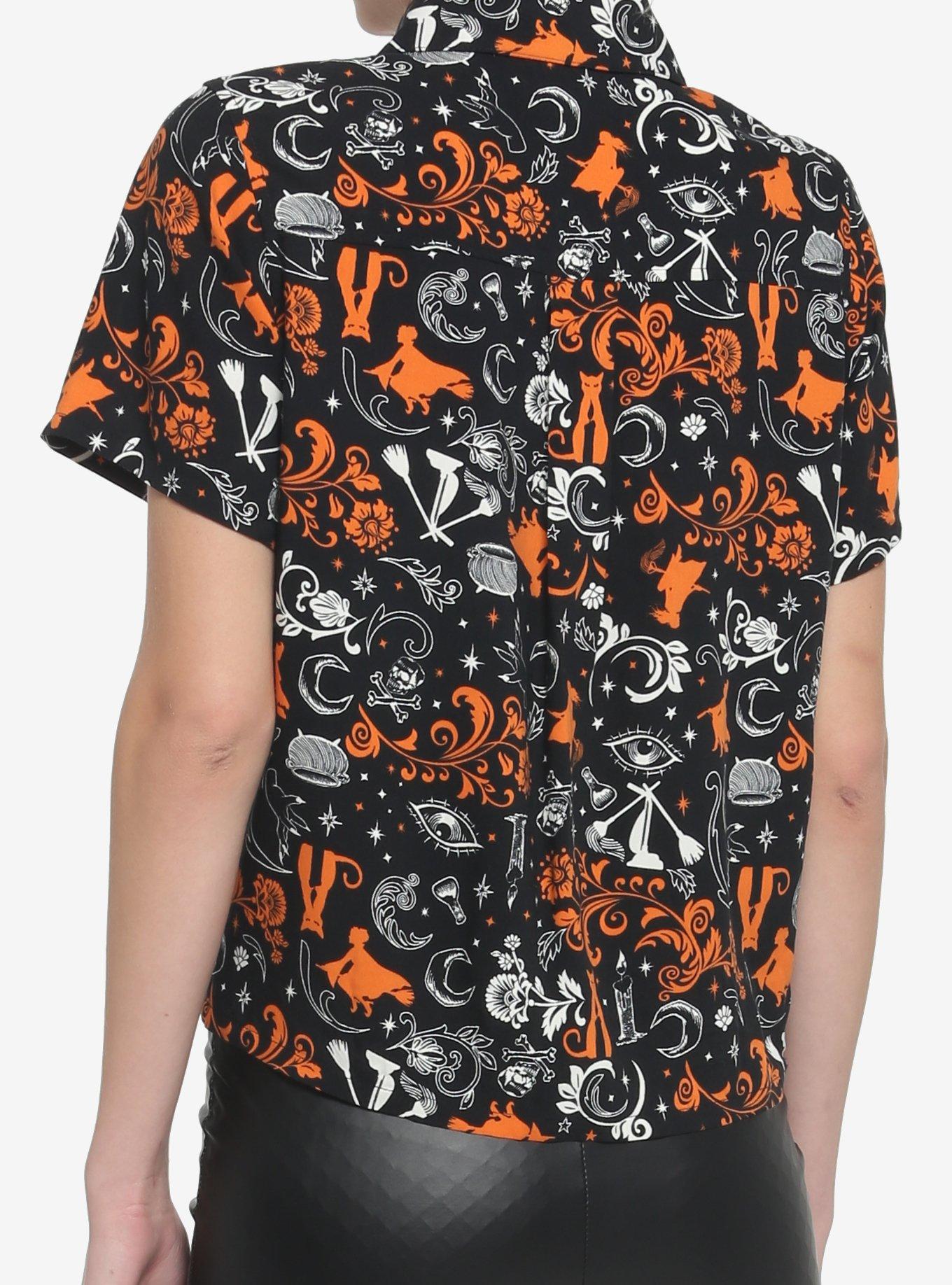 Her Universe Disney Hocus Pocus Filigree Icons Girls Woven Button-Up, MULTI, alternate