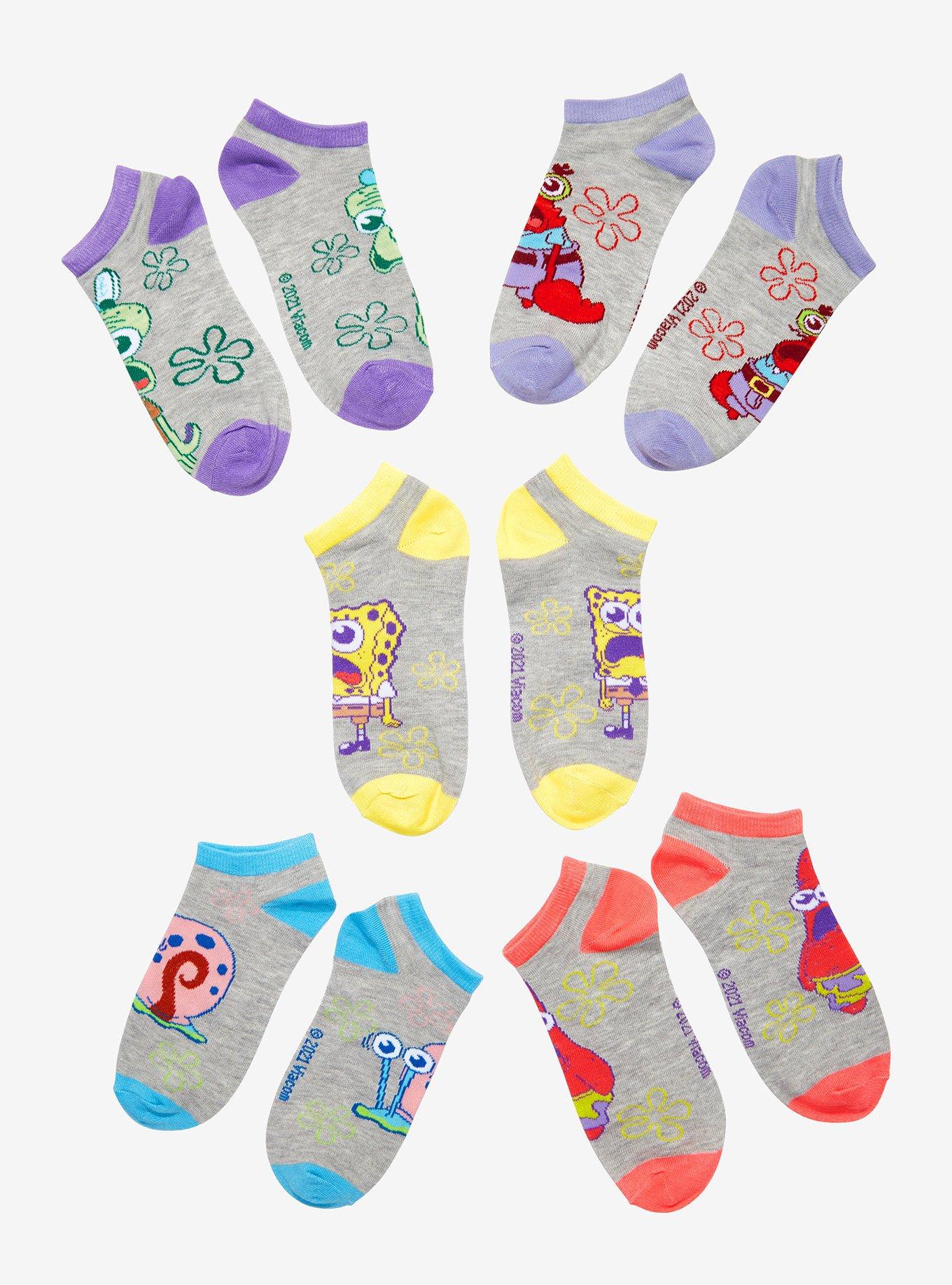 SpongeBob SquarePants Shocked No-Show Socks 5 Pair, , alternate
