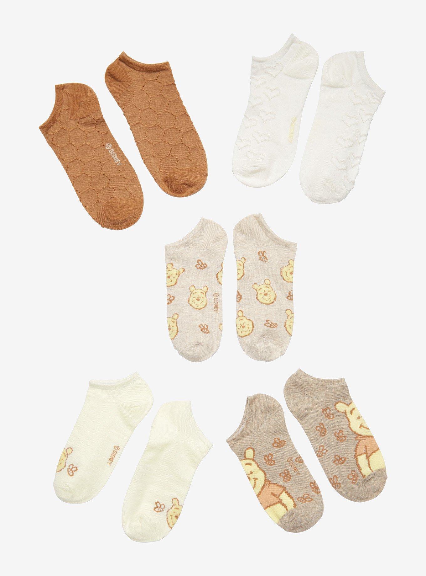 Disney Winnie The Pooh Soft Beige No-Show Socks 5 Pair, , alternate