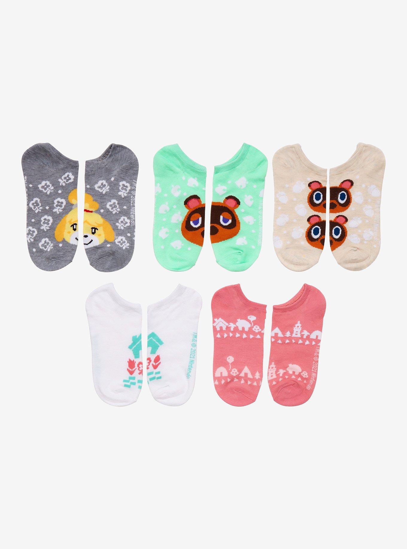 Animal Crossing: New Horizons Tom & Isabelle No-Show Socks 5 Pair, , alternate