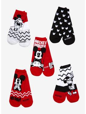 Disney Mickey Mouse Chevron No-Show Socks 5 Pair, , hi-res
