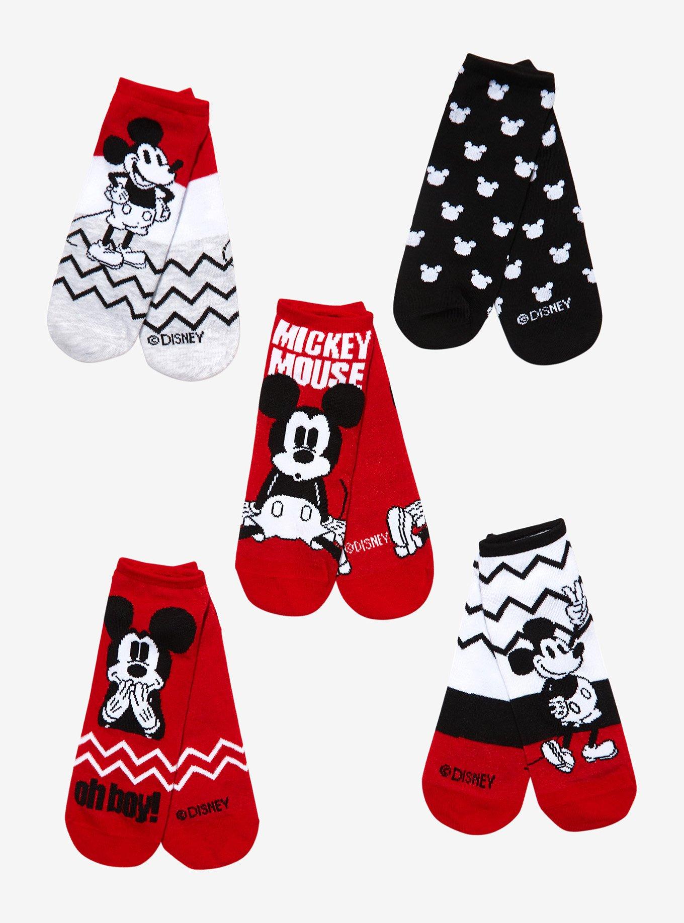 Disney Mickey Mouse Chevron No-Show Socks 5 Pair, , alternate