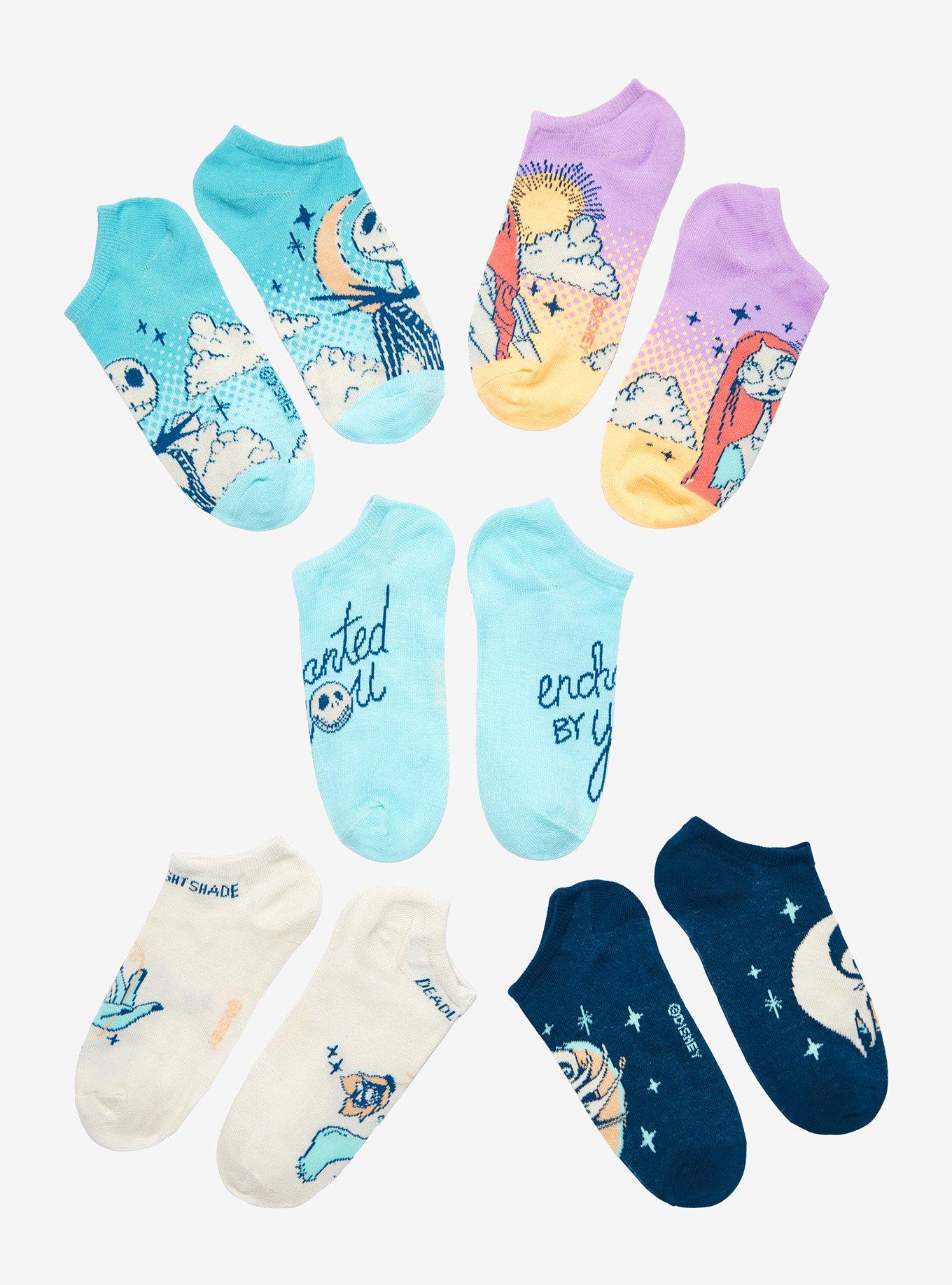 The Nightmare Before Christmas Vibrant Skies No-Show Socks 5 Pair, , alternate