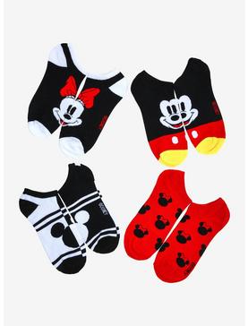 Disney Mickey Mouse & Minnie Mouse No-Show Socks 4 Pair, , hi-res