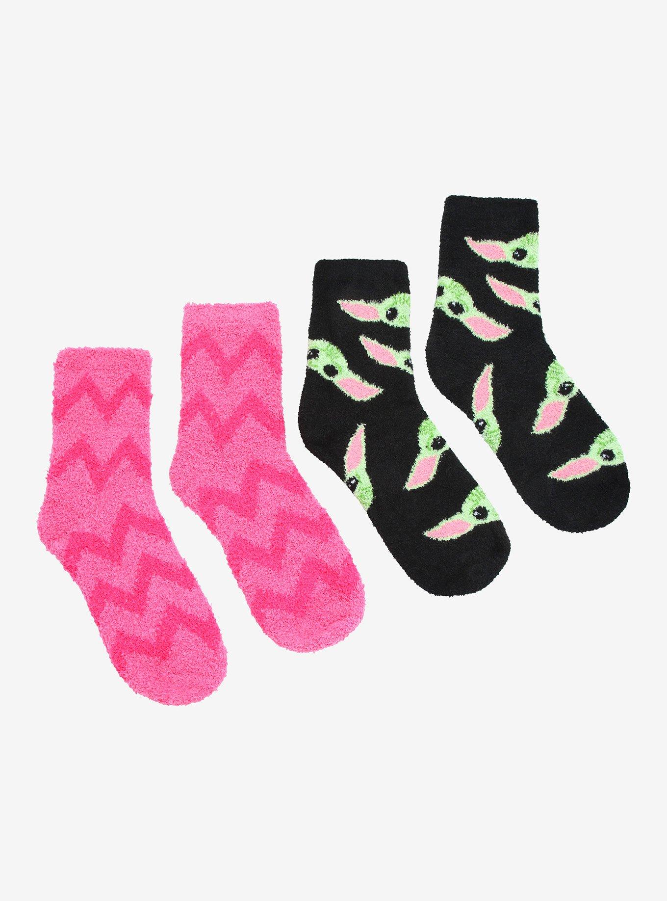 Star Wars The Mandalorian Grogu Pink Fuzzy Socks 2 Pair, , alternate
