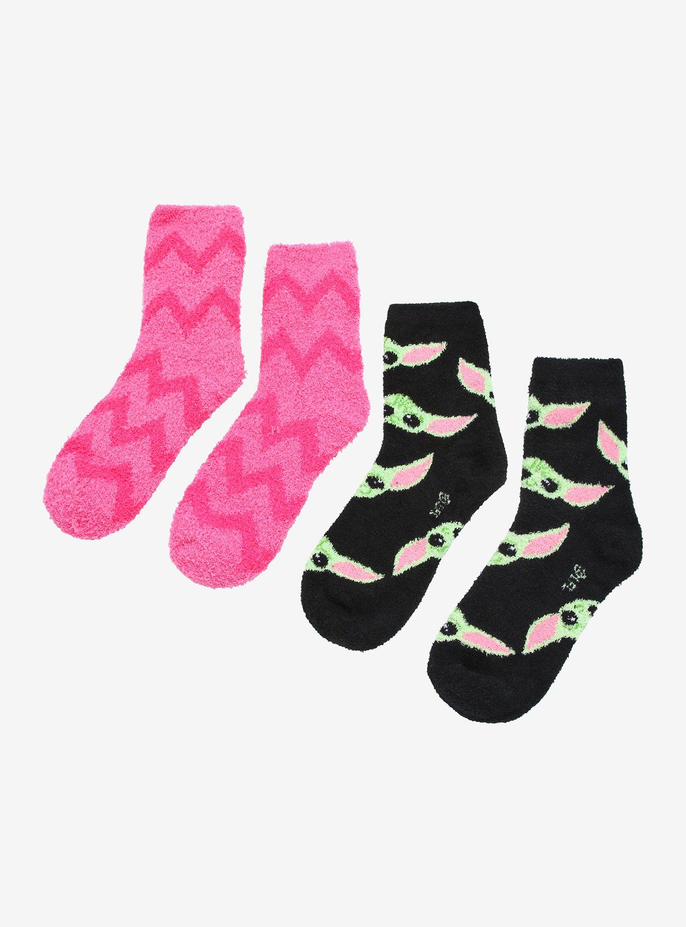 Star Wars The Mandalorian Grogu Pink Fuzzy Socks 2 Pair, , alternate