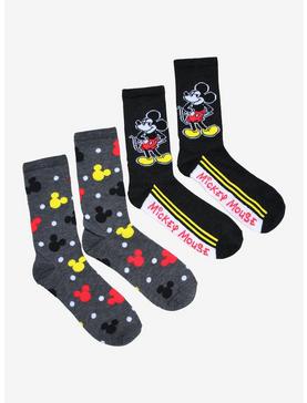 Plus Size Disney Mickey Mouse Retro Multicolor Crew Socks 2 Pair, , hi-res
