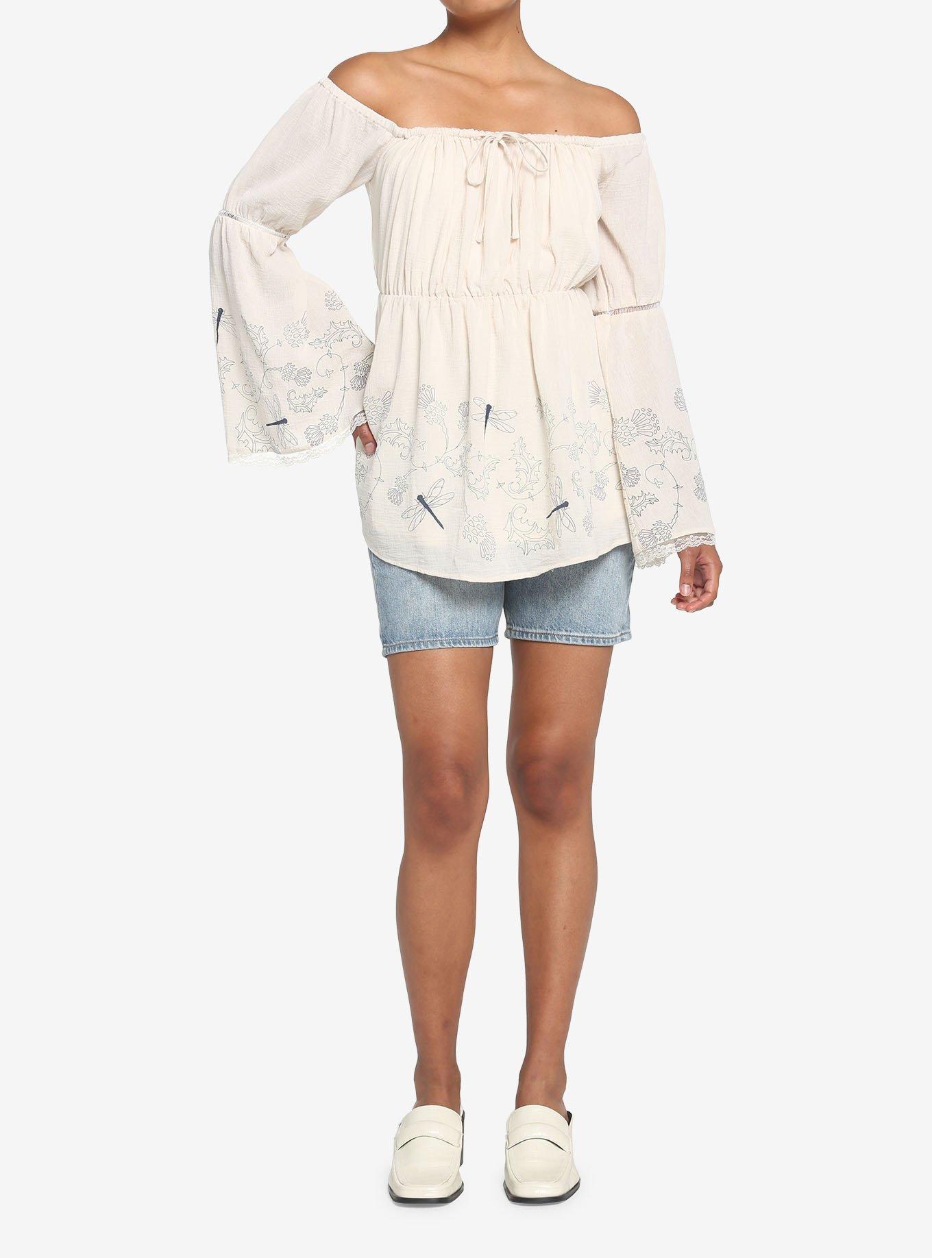 Her Universe Outlander Dragonflies Off-The-Shoulder Top, SILVER BIRCH, alternate