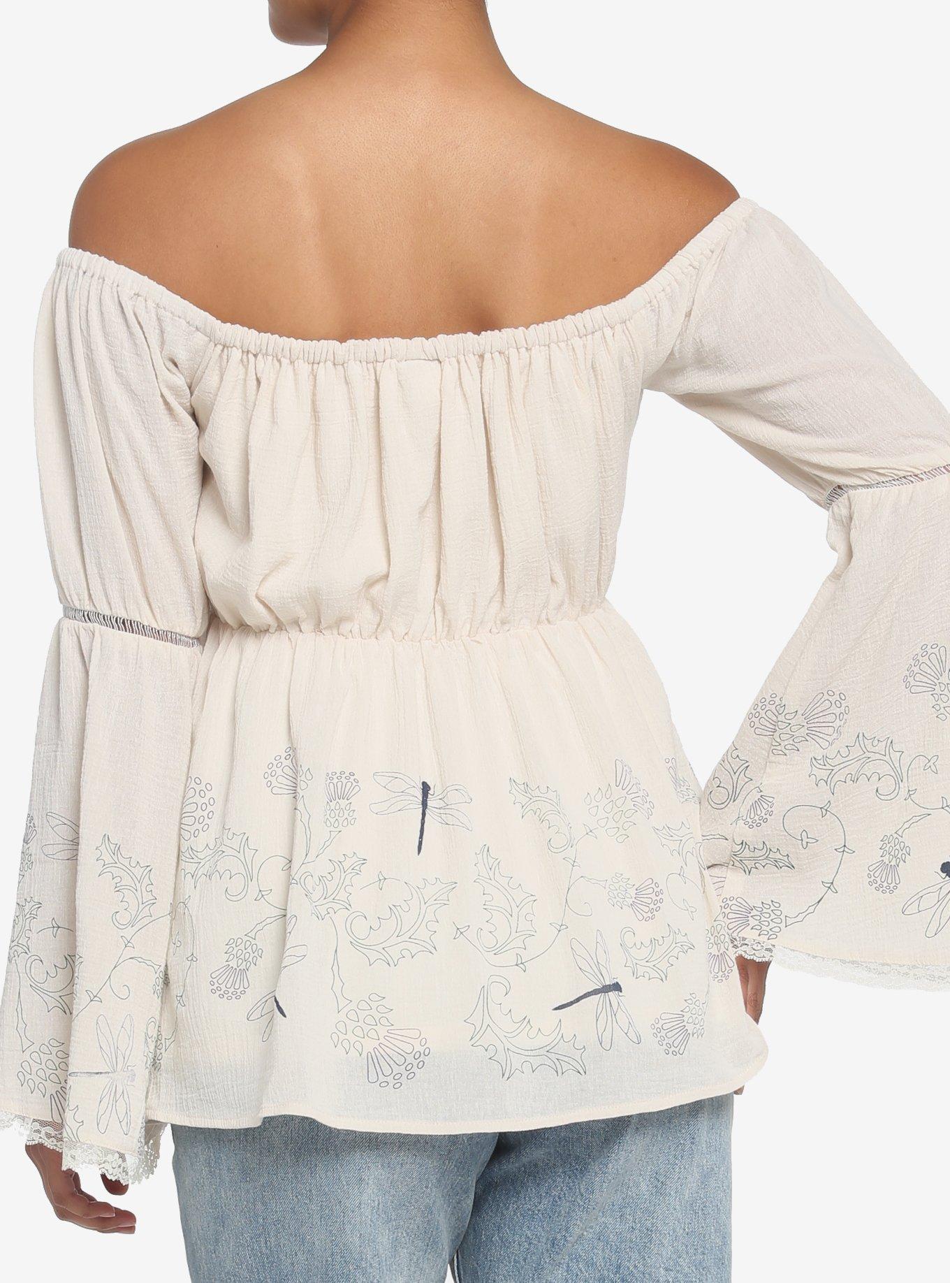 Her Universe Outlander Dragonflies Off-The-Shoulder Top, SILVER BIRCH, alternate