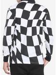 Black & White Checkered Long-Sleeve Polo Shirt, BLACK  WHITE, alternate
