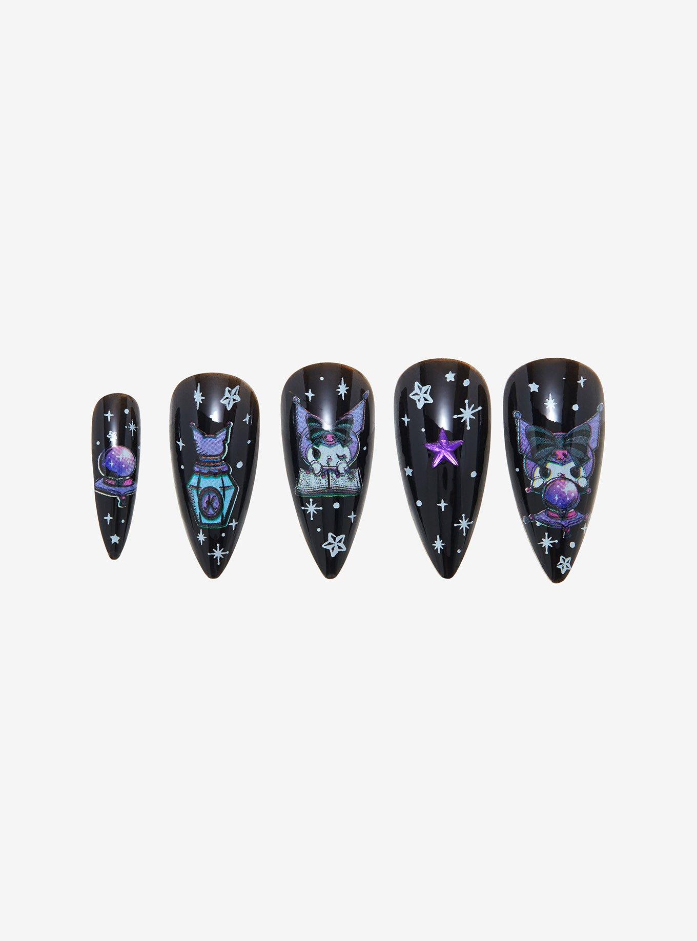 Kuromi Crystal Ball Faux Nail Set, , alternate