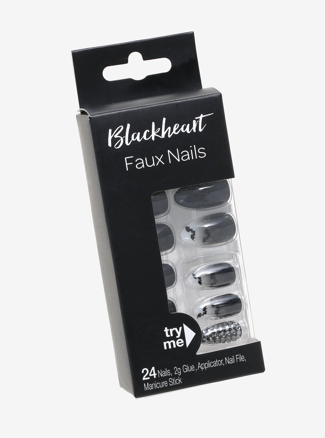 Bat Ombre Rhinestone Faux Nail Set, , alternate