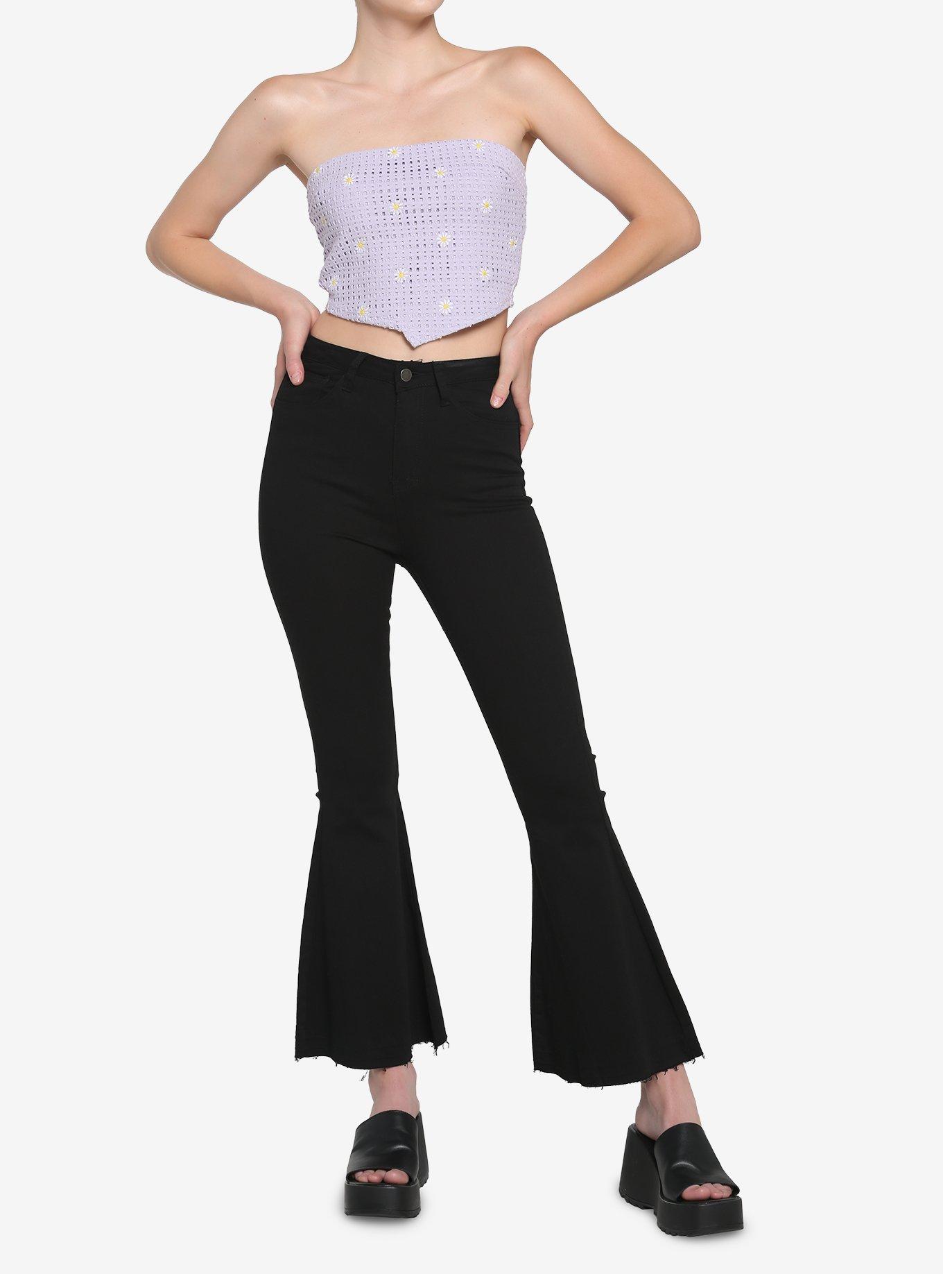 Lavender Daisy Bandana Girls Crop Tube Top, LAVENDER, alternate