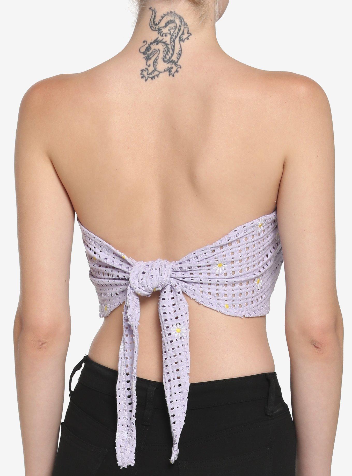 Lavender Daisy Bandana Girls Crop Tube Top, LAVENDER, alternate