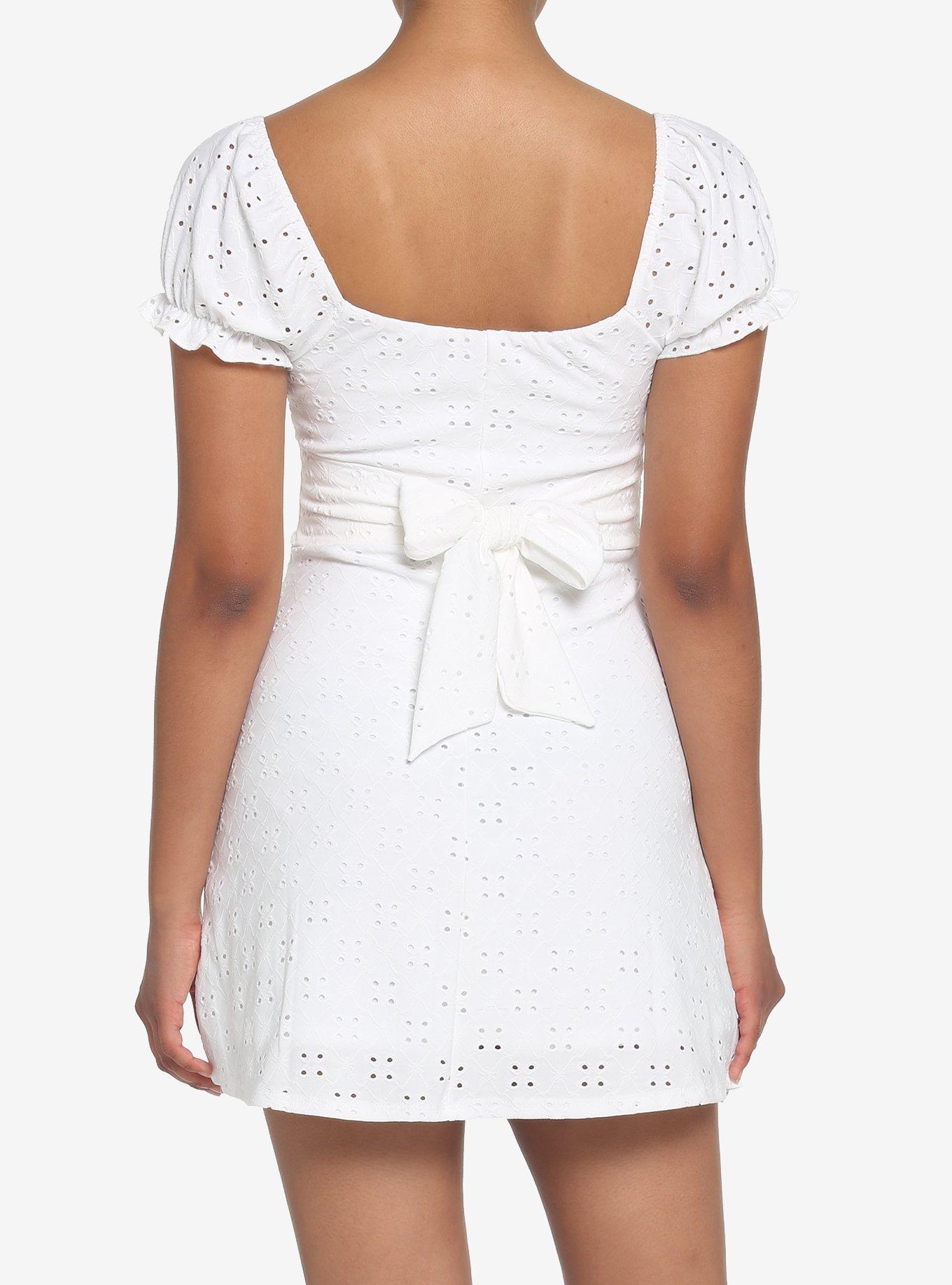 White Eyelet Cutout Dress, IVORY, alternate