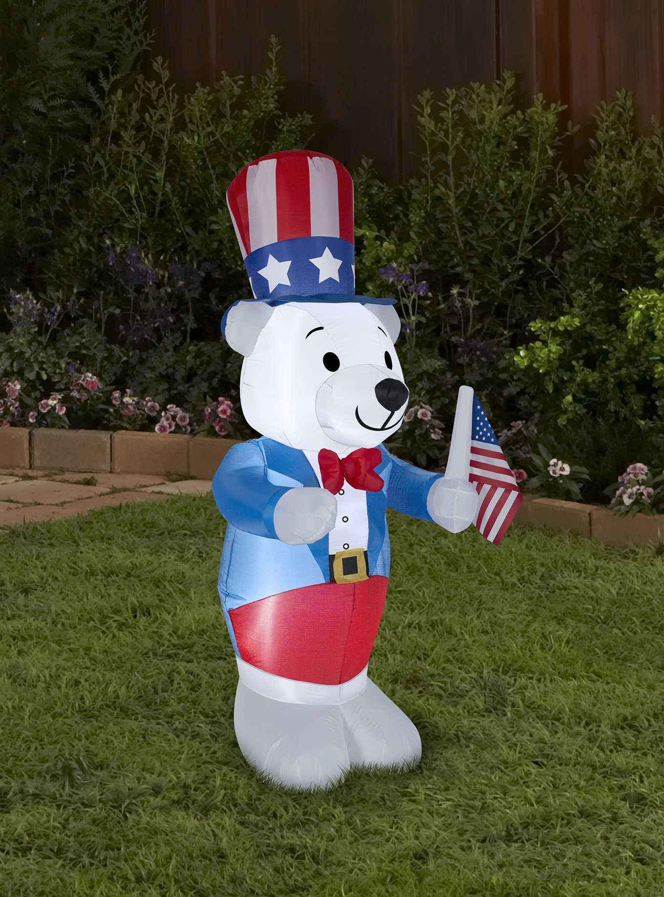 Airblown Inflatable Patriotic Polar Bear, , hi-res