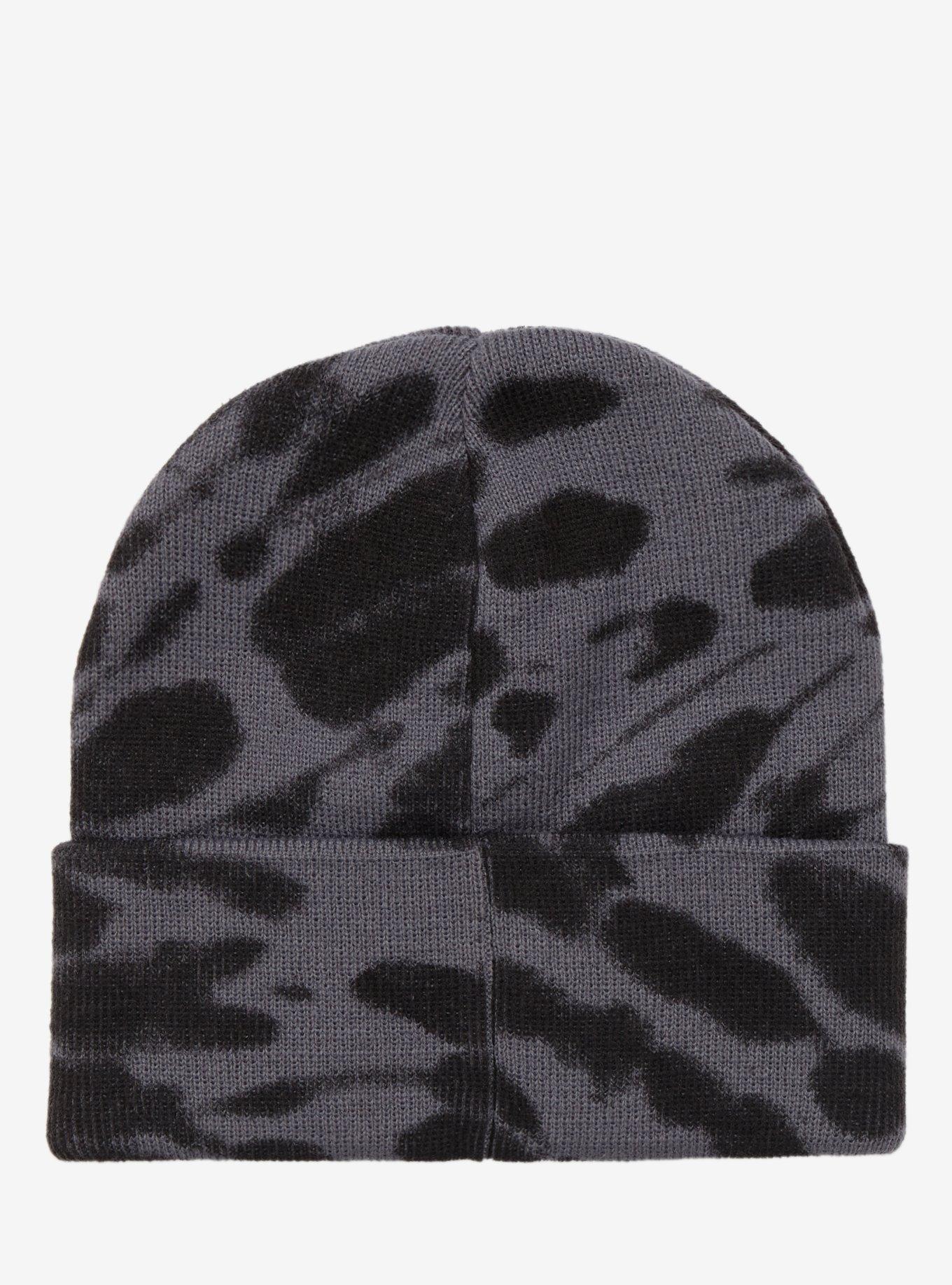 Scream Ghost Face Patch Grey Tie-Dye Beanie, , alternate