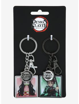 Demon Slayer: Kimetsu no Yaiba Nezuko & Tanjiro Square Portraits Keychain Set - BoxLunch Exclusive, , hi-res