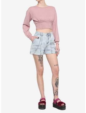 Pink Corset Girls Crop Sweatshirt, , hi-res