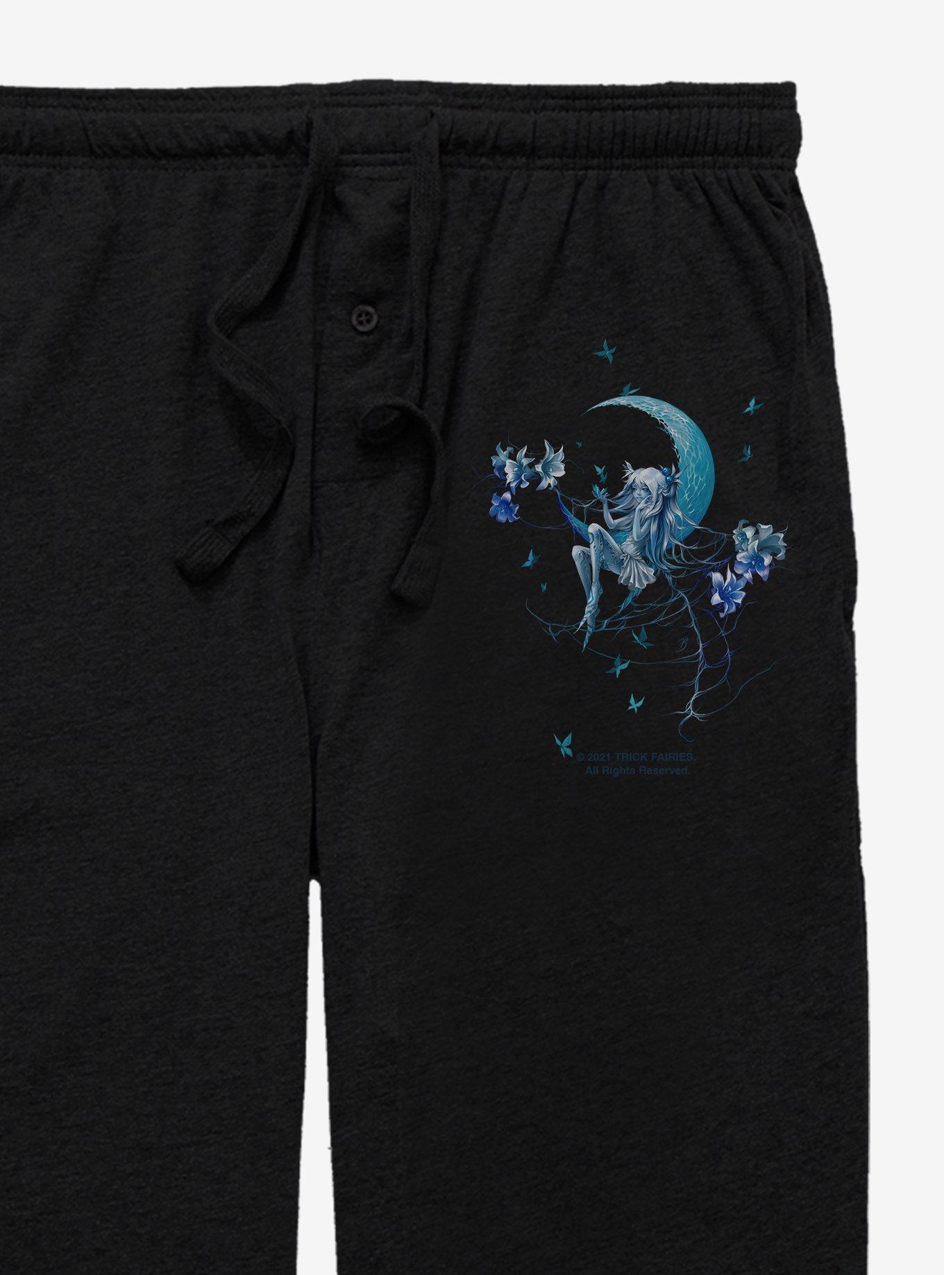 Trick Fairies Aquatic Crescent Moon Fairy Pajama Pants, BLACK, alternate