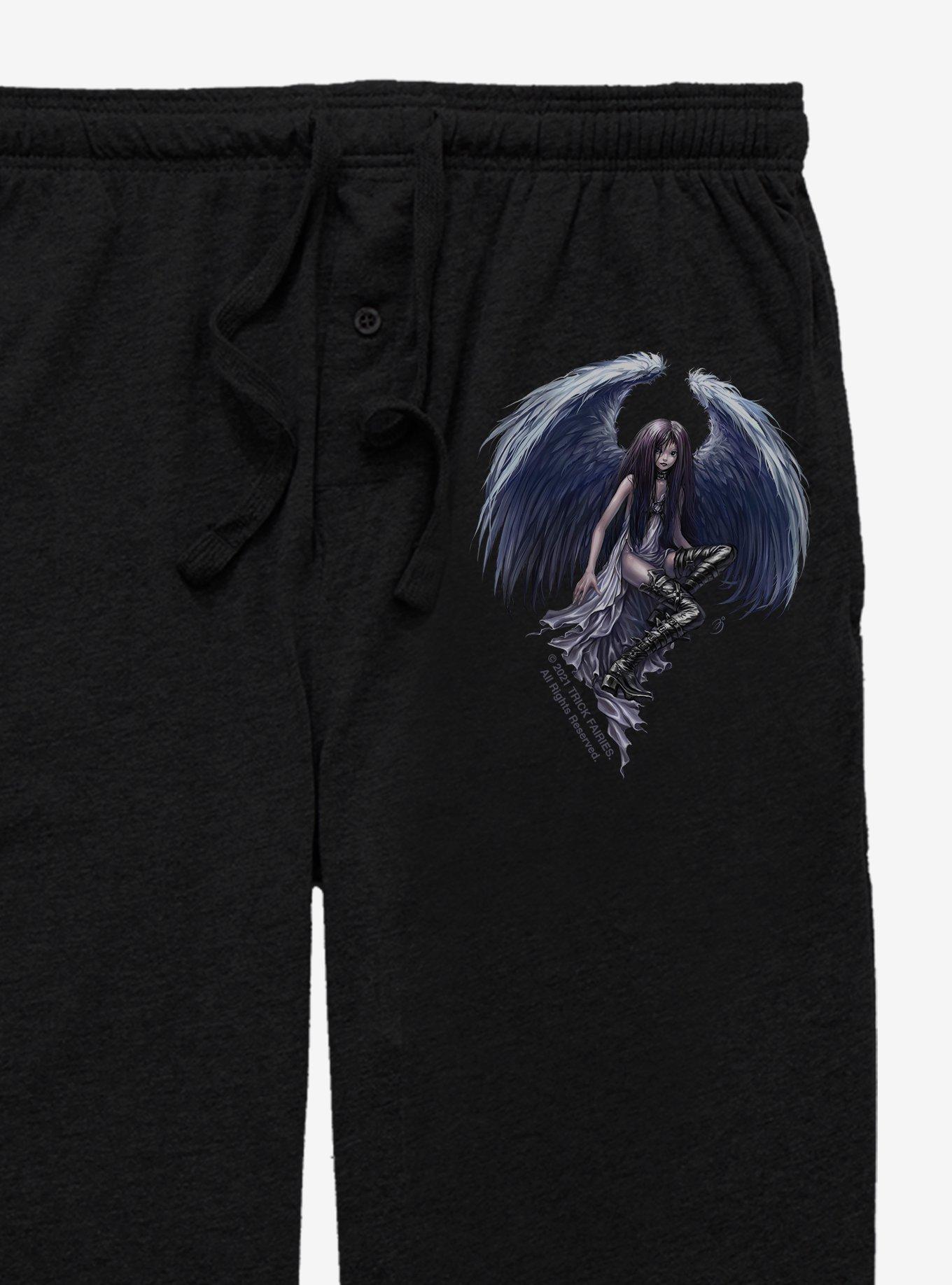 Trick Fairies Combat Angel Winged Fairy Pajama Pants, BLACK, alternate