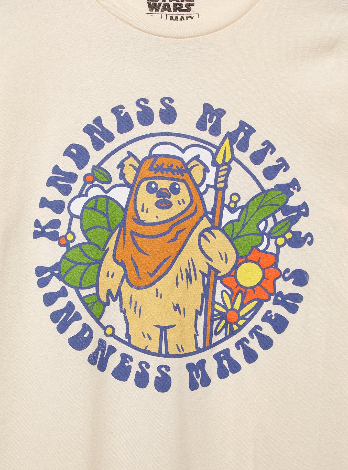 Star Wars Ewok Kindness Matters Women's T-Shirt &mdash; BoxLunch Exclusive, OFF WHITE, alternate
