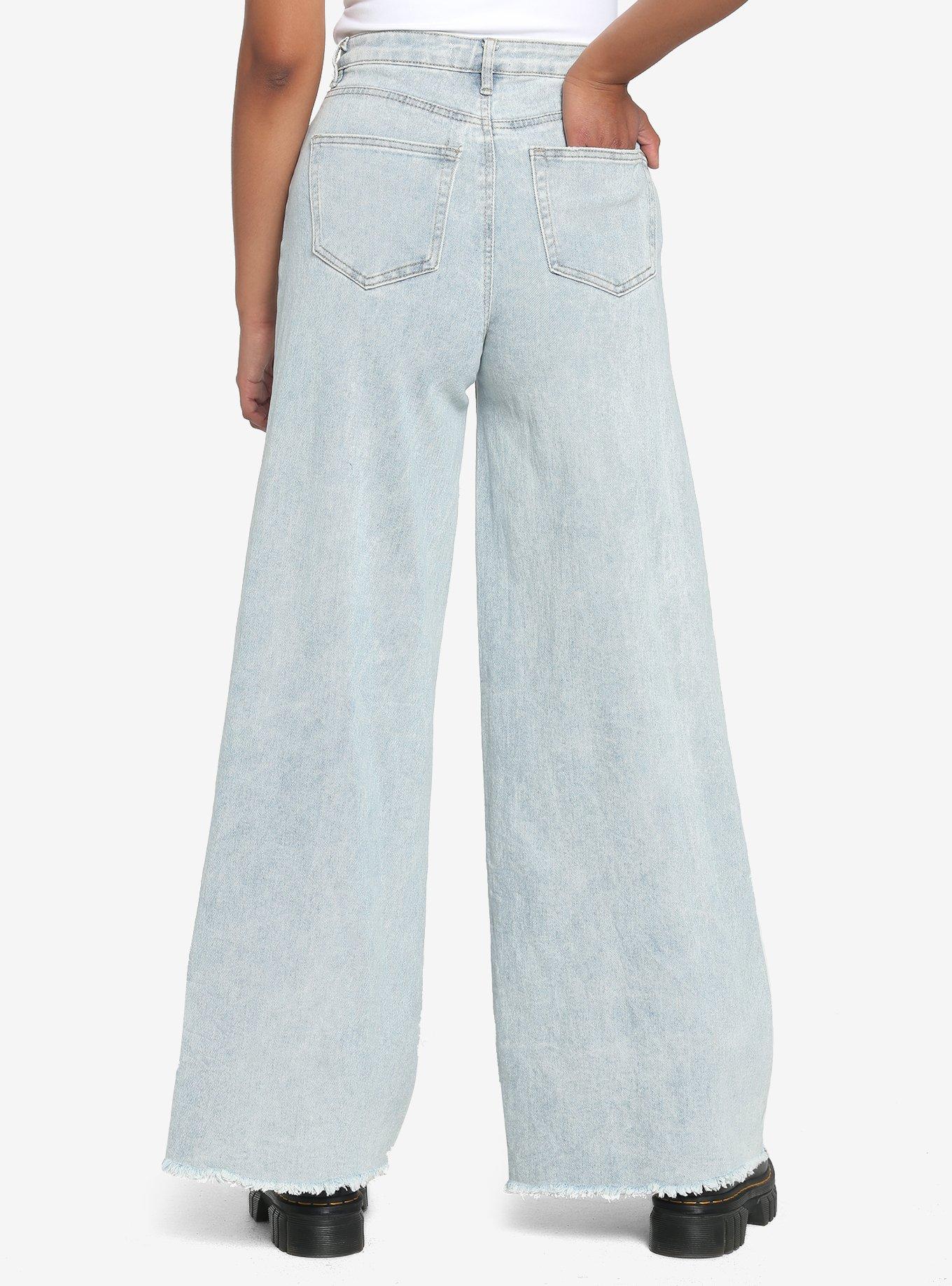 Patchwork Straight Leg Denim Pants, INDIGO, alternate