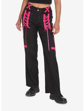 Royal Bones By Tripp Black & Pink Lace-Up Pants, , hi-res