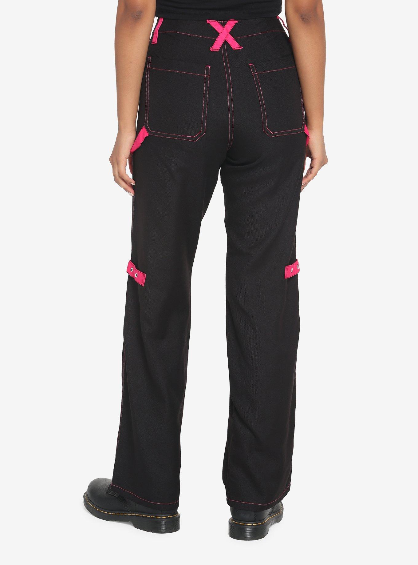 Royal Bones By Tripp Black & Pink Lace-Up Pants, BLACK  PINK, alternate