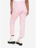 Pink & White Checkered Denim Pants, PINK  WHITE, alternate