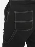 Black & White Contrast Stitch Overalls Plus Size, BLACK, alternate