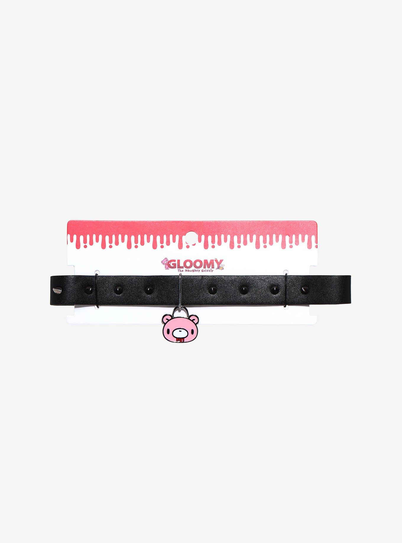 Gloomy Bear Charm Spiked Choker, , alternate