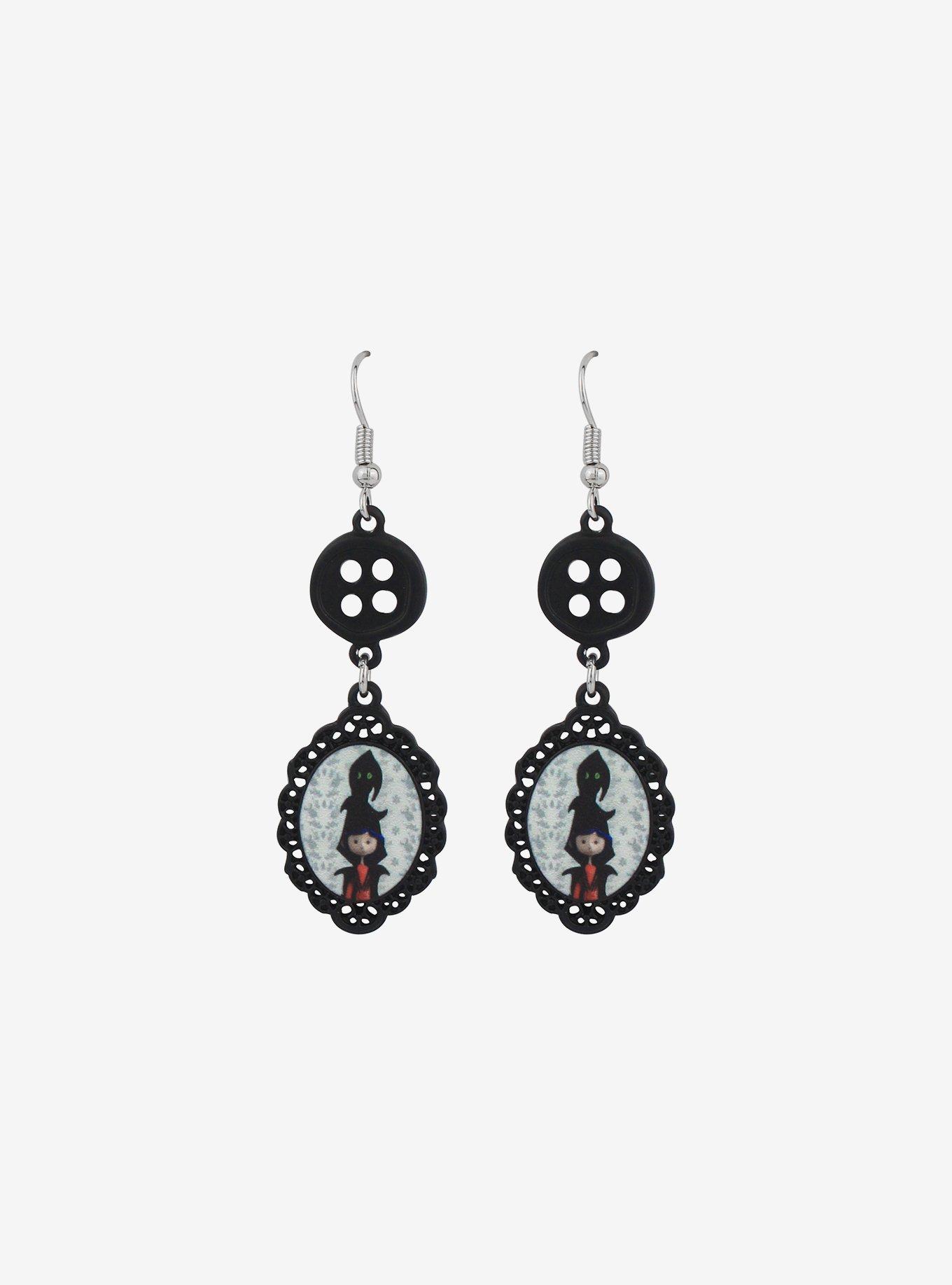 Coraline Cameo Button Drop Earrings, , alternate