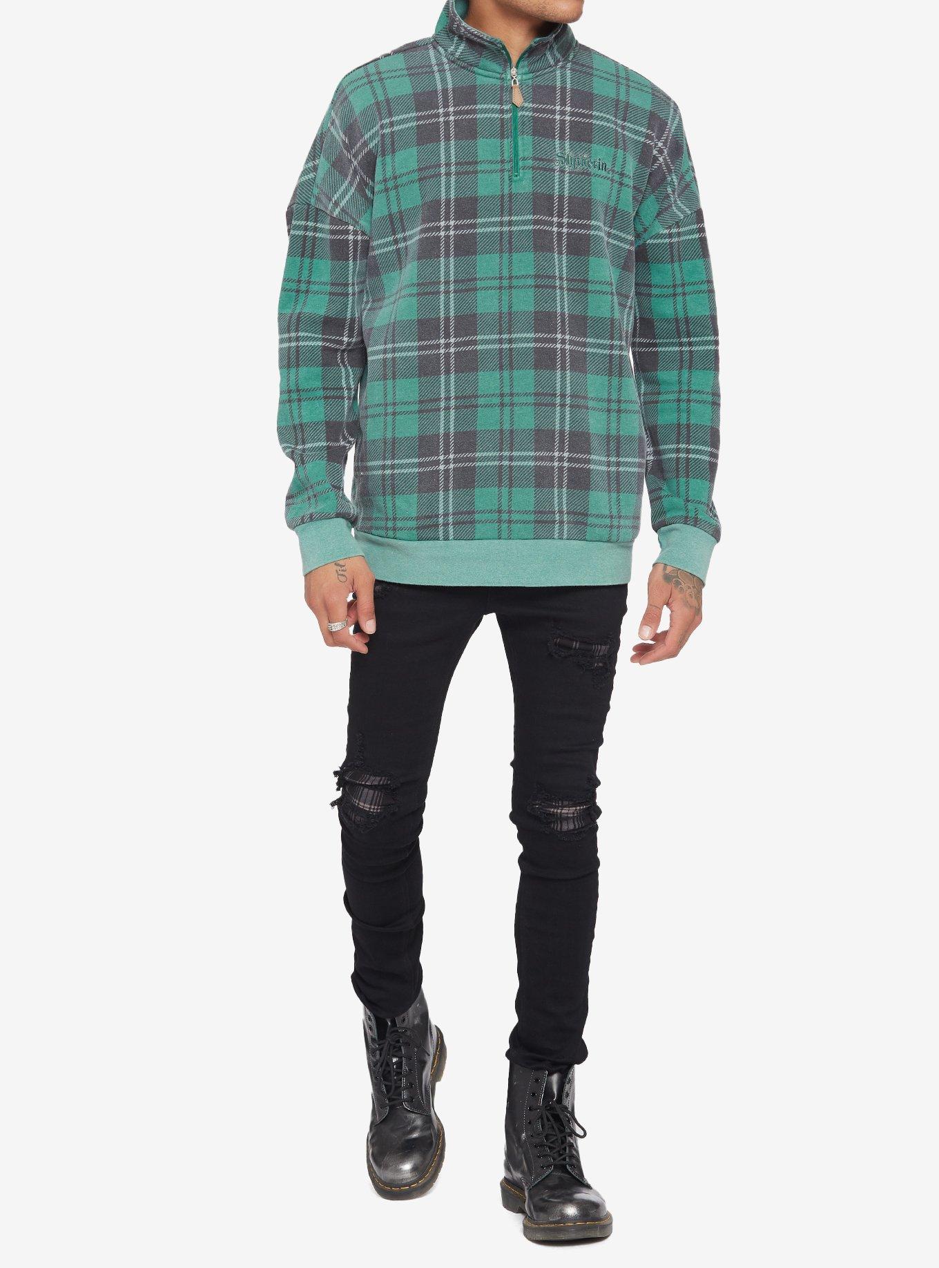 Our Universe Harry Potter Slytherin Plaid Quarter-Zip Sweater, MULTI, alternate