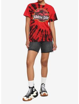 Jurassic Park Red Tie-Dye Boyfriend Fit Girls T-Shirt, , hi-res