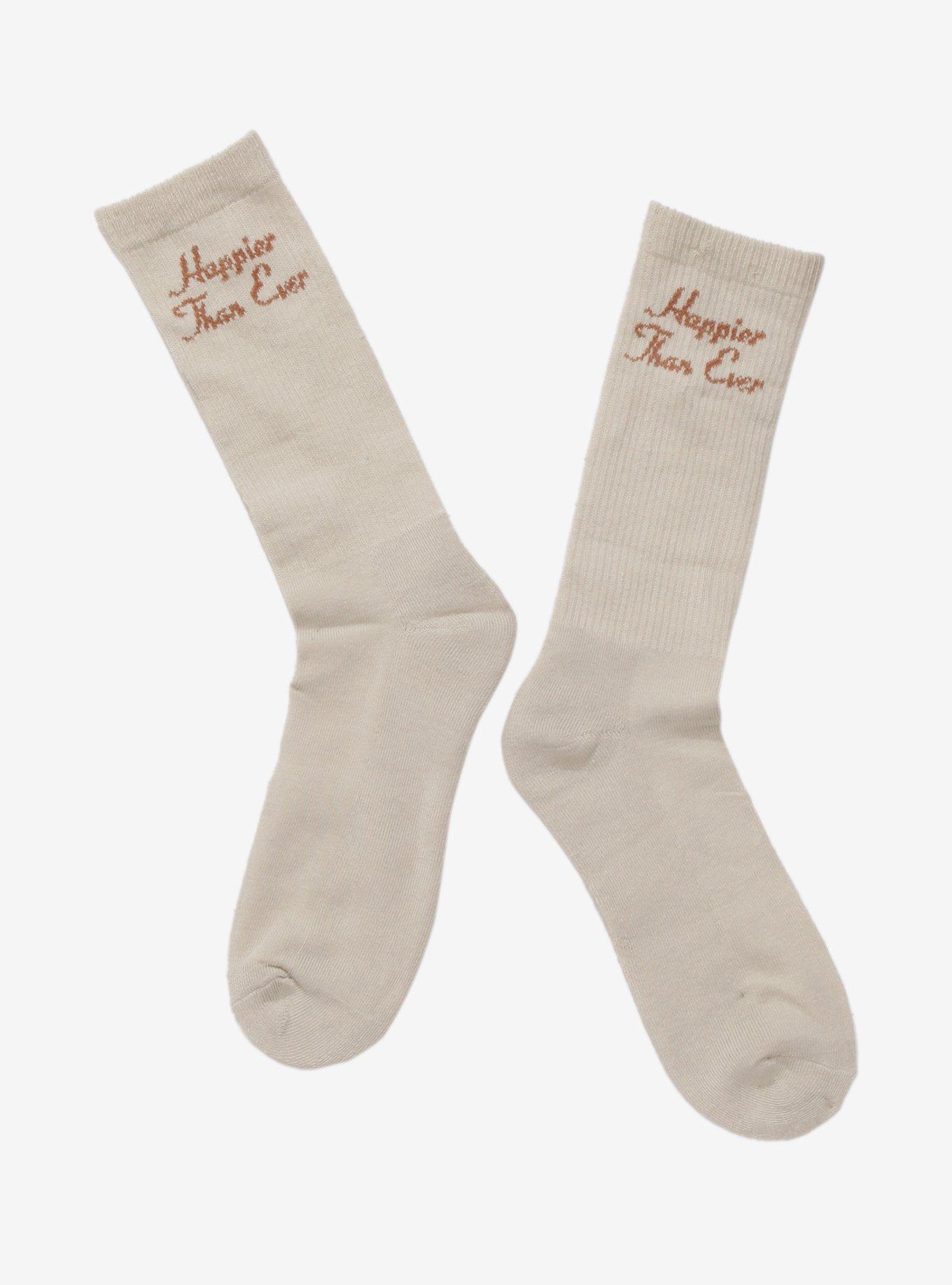 Billie Eilish Happier Than Ever Cream Crew Socks, , alternate