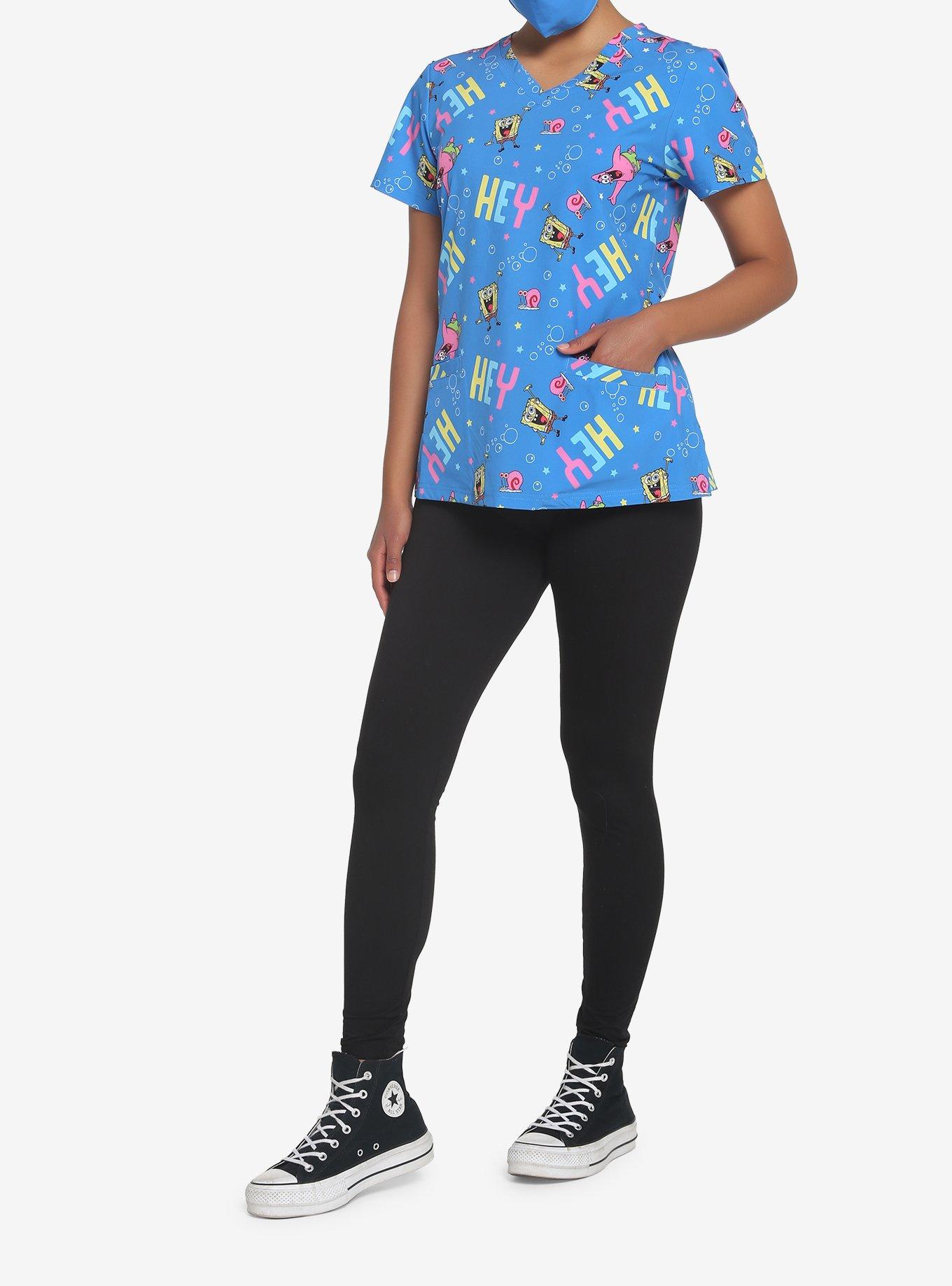 SpongeBob SquarePants Hey Scrub Top With Mask, MULTI, alternate