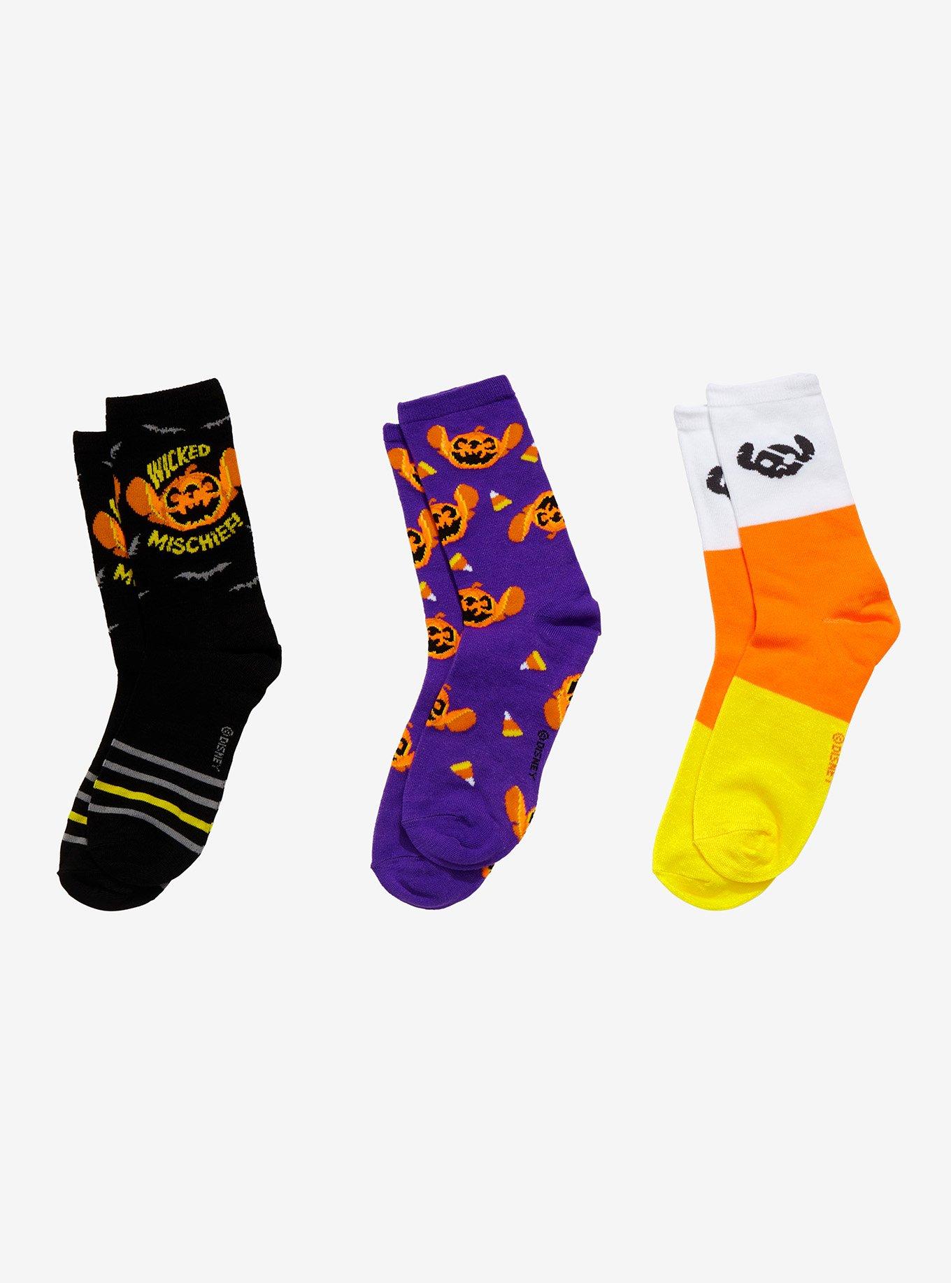 Disney Lilo & Stitch Candy Corn Crew Socks 3 Pair, , alternate