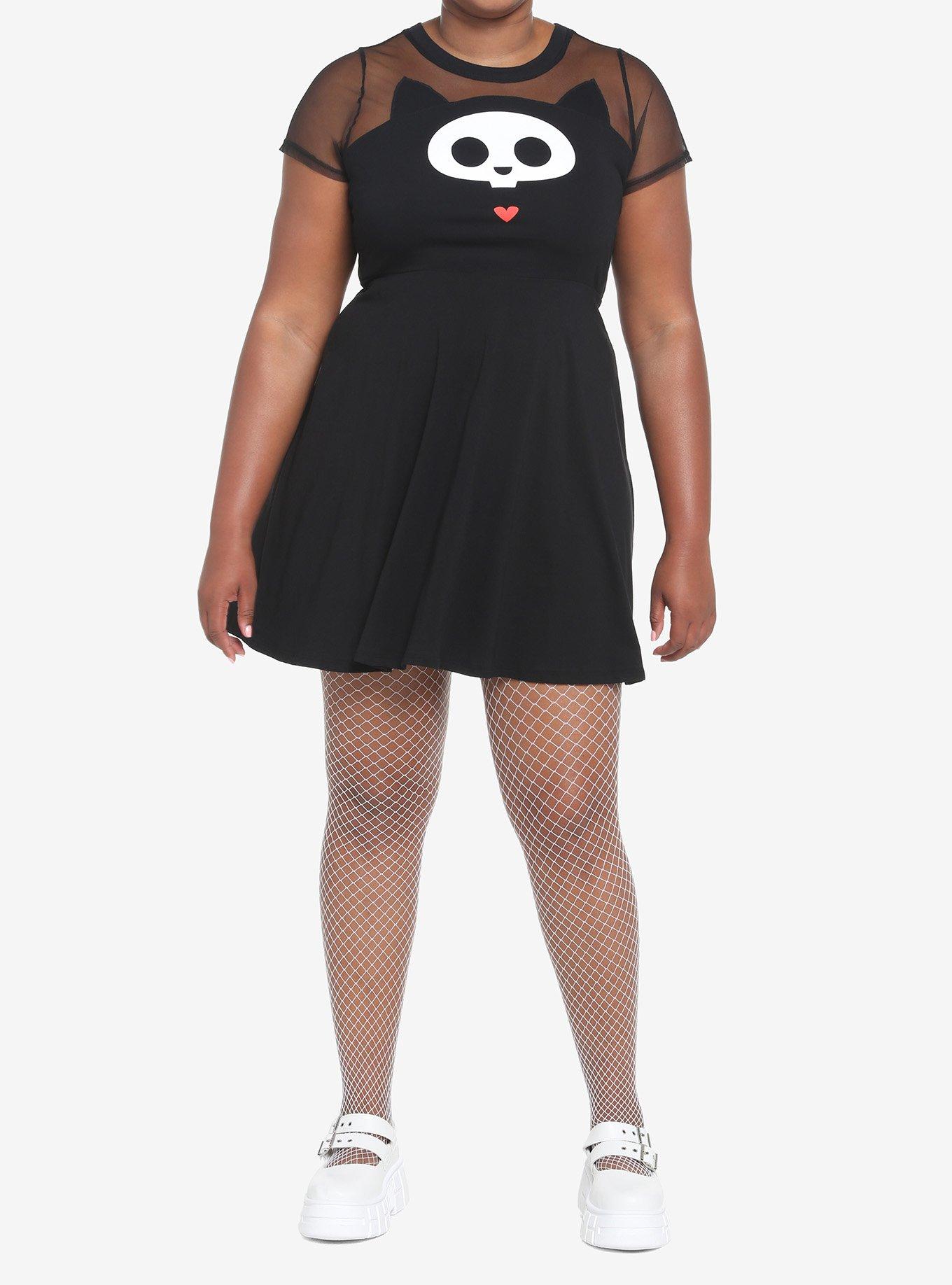 Skelanimals Kit Mesh Skater Dress Plus Size, MULTI, alternate