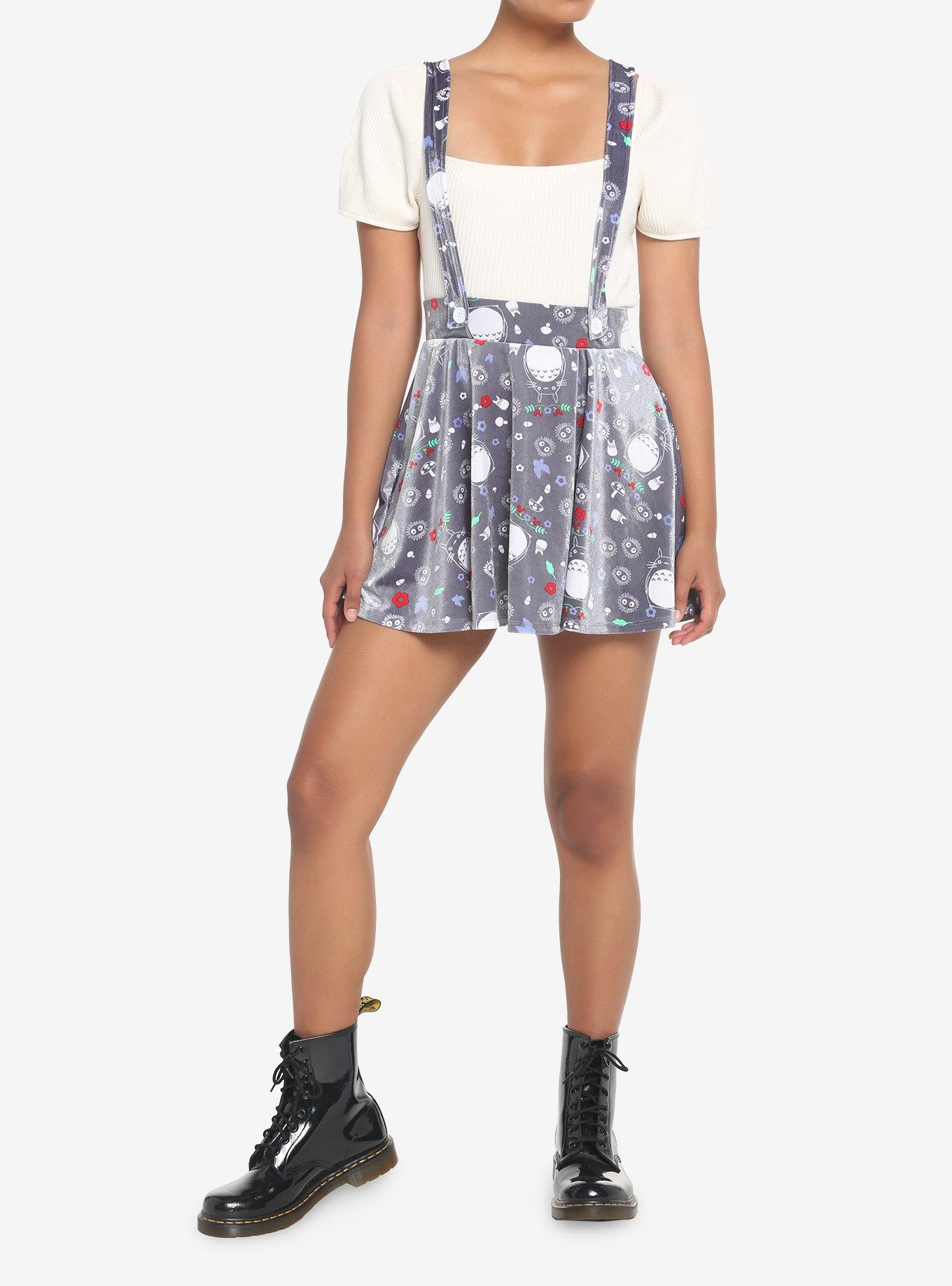 Her Universe Studio Ghibli My Neighbor Totoro Grey Velvet Suspender Skirt, MULTI, alternate
