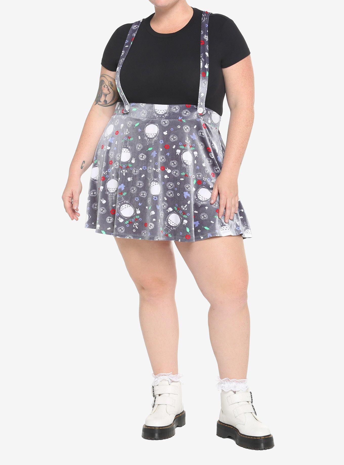 Her Universe Studio Ghibli My Neighbor Totoro Grey Velvet Suspender Skirt Plus Size, MULTI, alternate